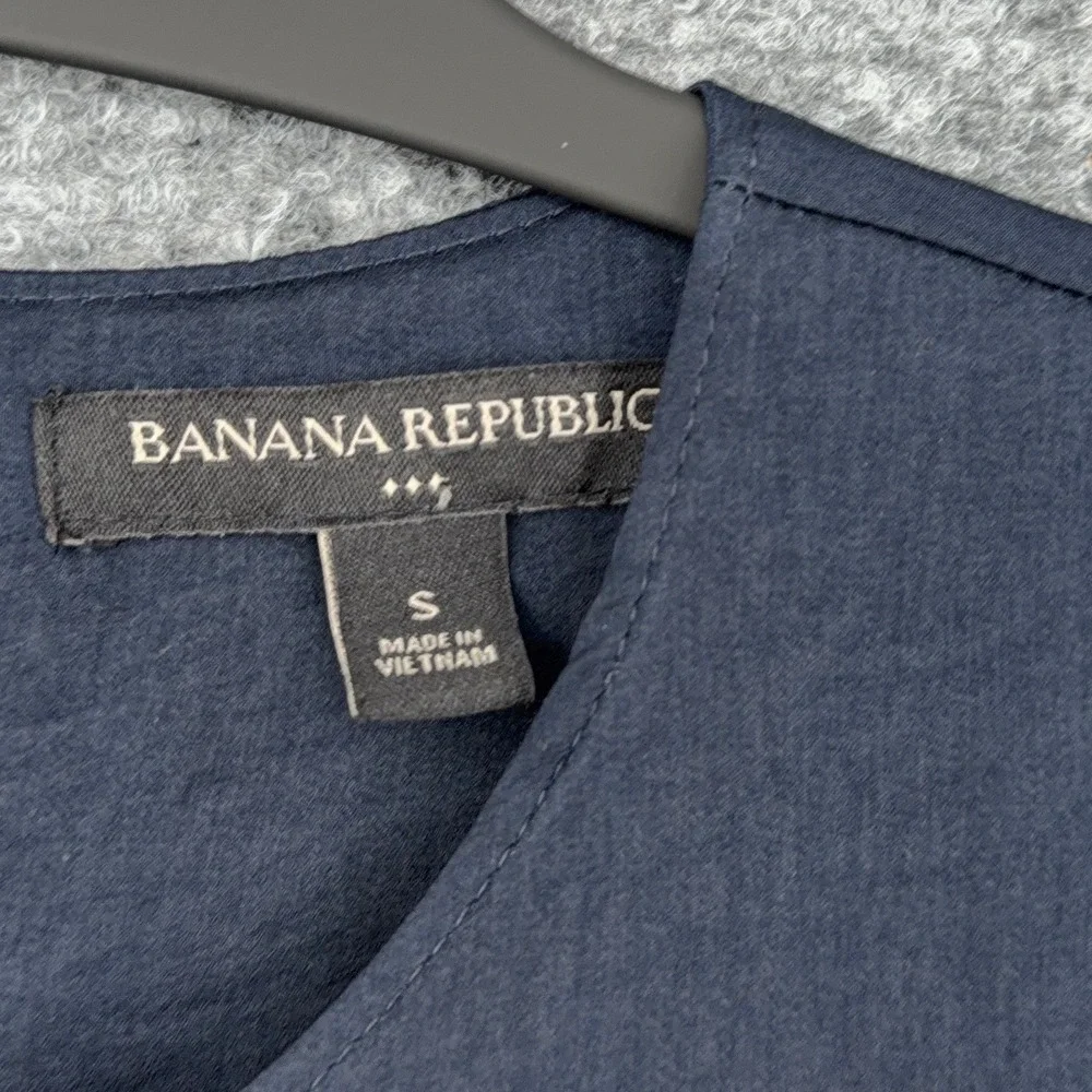 Banana Republic Womens‎ Navy Blue Babydoll Puff Sleeve Blouse Top Small RN54023